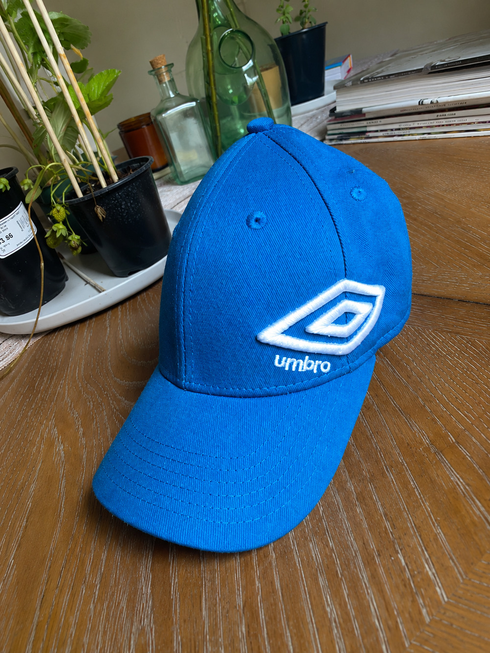 Umbro Blue Flex Fit Hat Cap White Logo Soccer Athletic OSFA